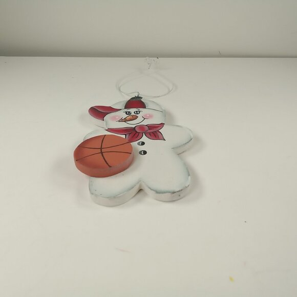 Basketball Sports Snowman Country Christmas Crafty Wooden 4" Holiday Ornament - Picture 6 of 7